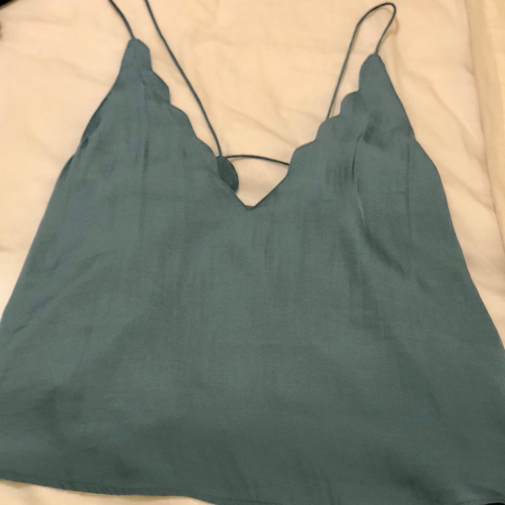 UO Scalloped Silk Blouse